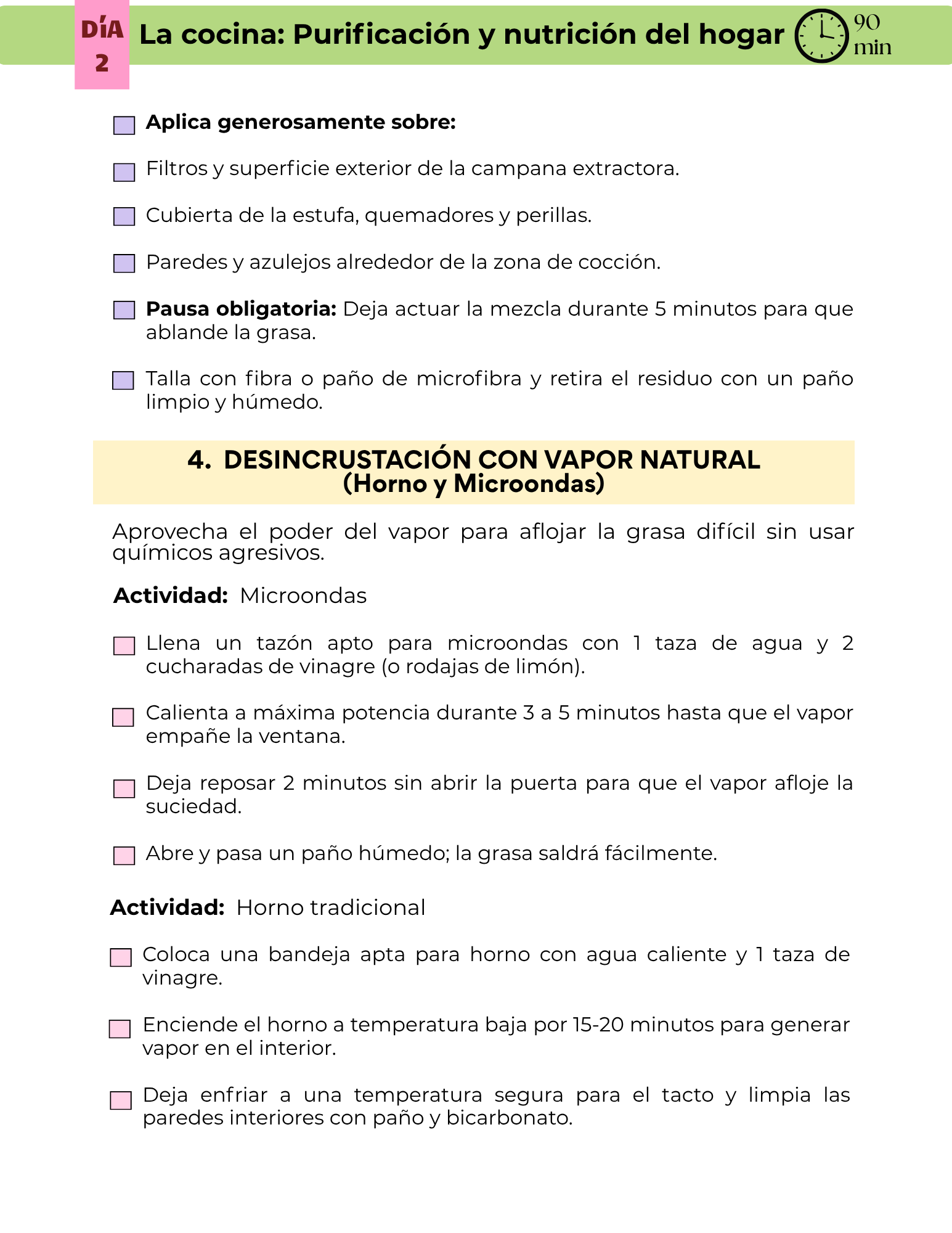 Jornada Día 2, página 3: desincrustación con vapor natural en horno y microondas