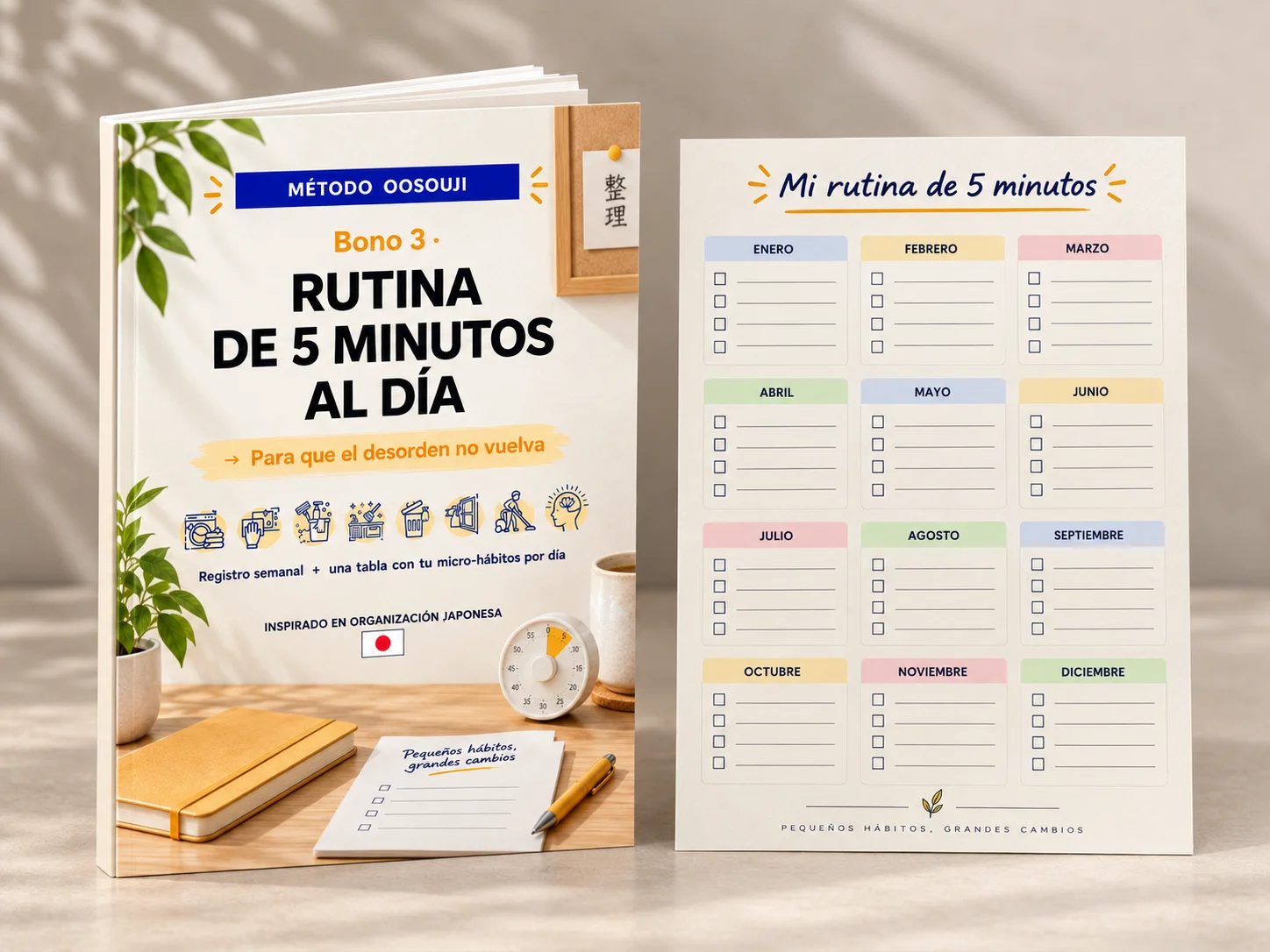 Hojas imprimibles con la rutina de cinco minutos día por día